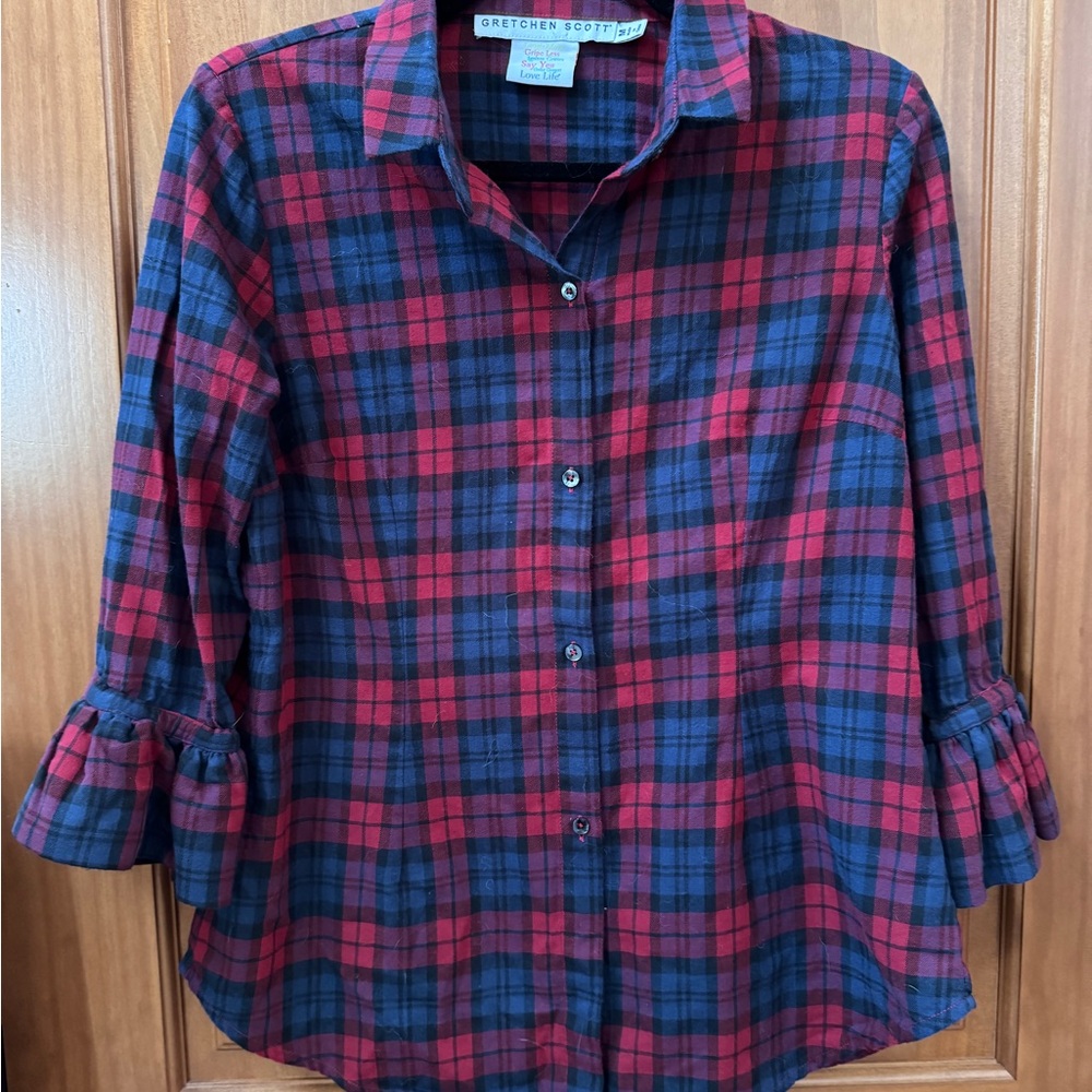 Gretchen Scott Designs Red and Black Checkered Shirt
